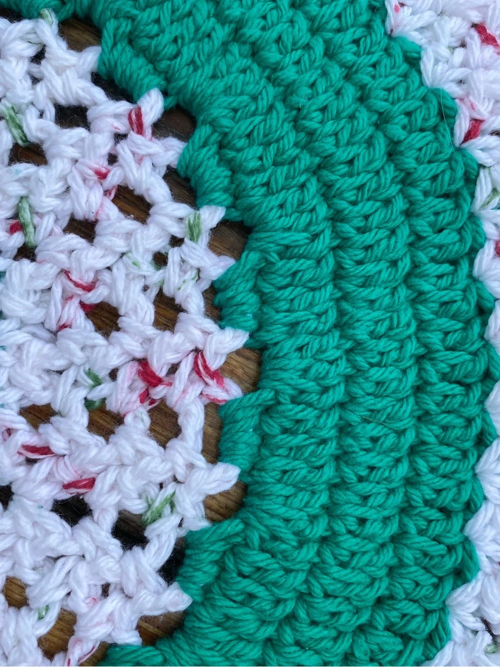 Handmade Green and Cream Crochet placemat